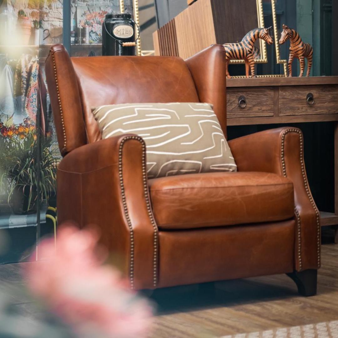 Stratford Aged Full Grain Leather Recliner Chair Brown image 8